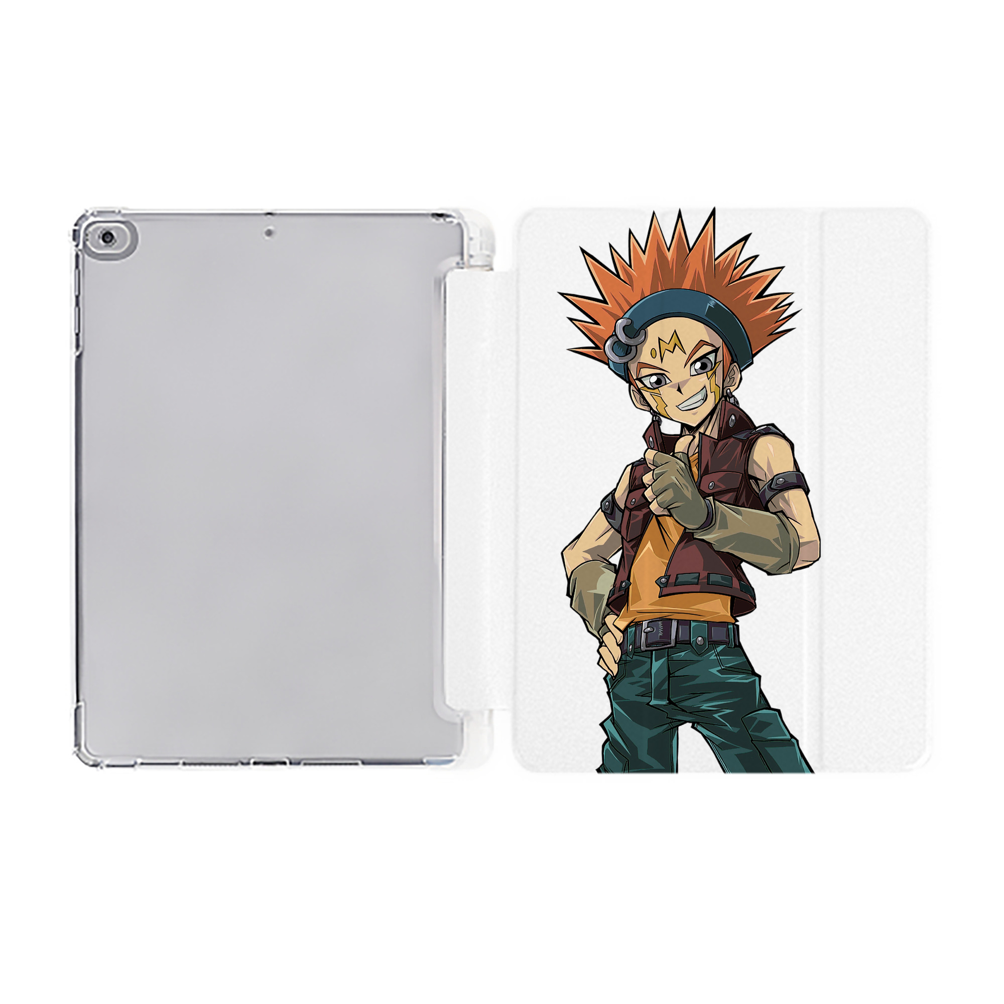 （画像用） 遊☆戯☆王 Yu-Gi-Oh! IPad ケース ペン収納付き 三つ折りスタンド PUレザー×シリコン 対応機種9.5/10.5/10.9インチ